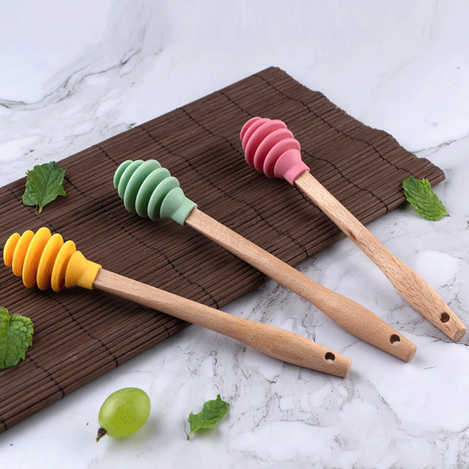 2/5/10X Wooden Jam Honey Dipper Wood Stirring Rod Stick Syrup Spoon Dip Drizzler