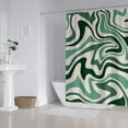thumbnail image 2 of Abstract Wavy Swirl Shower Curtain Cute Hippie Spiral Stripe Sage Green 70s Retro Boho Minimal Aesthetic Groovy Modern Art Bathroom Decor Waterproof Fabric 72Lx72W Inch with 12PCS Hooks, 2 of 3