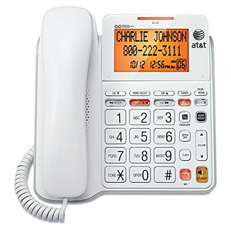AT&T CL4940 Corded Standard Phone with Answering System and Backlit Display, White (Renewed)