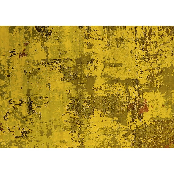 Ahgly Company Machine Washable Indoor Rectangle Oriental Yellow Industrial Area Rugs, 8' x 10'