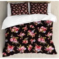 thumbnail image 1 of Rose King Size Duvet Cover Set, Pattern with Old Fashioned Corsage and Bouquets Antique Feminine Floral Inspired Grace, Decorative 3 Piece Bedding Set with 2 Pillow Shams, Multicolor, by Ambesonne, 1 of 3