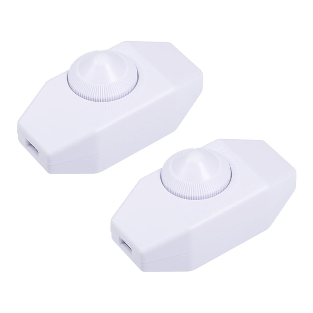 Unique Bargains Rotary Cord Switch AC 250V 2A Slide Control Lamp Dimmer 100-Watt White 2pcs