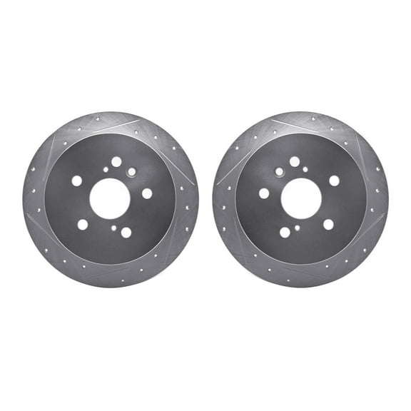 Dynamic Friction Company Rear Brake Rotors-Drilled and Slotted-Silver 7002-76118