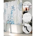 thumbnail image 5 of Split Shower Curtain for Transfer Bench, Coastal Blue Fabric Shower Curtains for Bathroom, Ocean Coral Starfish Jellyfish Seahorse Tub Sliding Transfer Bench Waterproof Bath Curtains 72"x78", 5 of 9