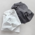 thumbnail image 5 of Rggeeun Kids Boy's Tshirts Turndown Collar Solid Color With Simple Printed Shirt Casual Thin Breathable Top Comfortable Daily Wear ,White,5-6 Years, 5 of 7