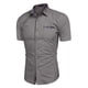 thumbnail image 4 of Ceisia Men's Relaxed Fit Short Sleeve Turndown Collar Shirt with Plaid Contrast Trim Gray L Gifts, 4 of 8