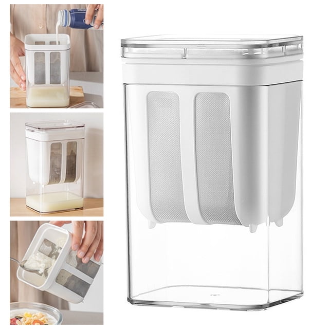Djiypn Premium Yogurt Filter - Stainless Steel Screening for Homemade Cheese | High Capacity with Transparent Lid for Maximum Visibility and Minimal Waste | Perfect for Home Kitchen