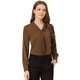 thumbnail image 1 of INSPIRAR CHIC Blusas de Manga Larga para Mujeres, Camisa de Oficina de Chifón con Pliegues y Cuello con Lazo XL Café, 1 of 7