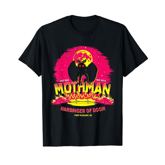 Mothman - Harbinger of Doom! Funny Cute Cryptid Creature Short Sleeve Black T-Shirt