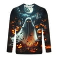 thumbnail image 5 of Yusimy Men's Halloween Print T-Shirt Long Sleeve Round Neck Pullover Top Spooky Graphic Tee Holiday Party, 5 of 5