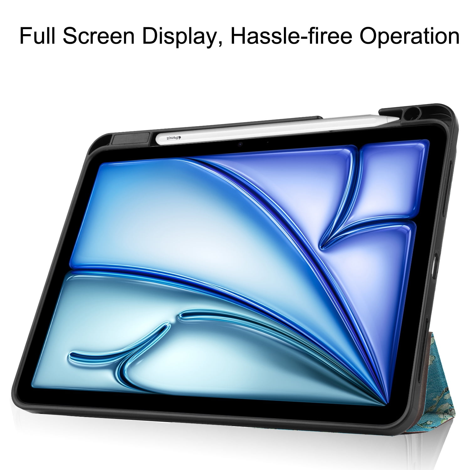 Allytechgroup iPad Air 11" M4 M3 M2 Case 2026 2025 2024, Slim Flip Smart Cover Auto Sleep Wake with Pencil Holder Multi Angle Veiwing Stand Shockproof Case for Apple iPad Air 11 inch, Blossom
