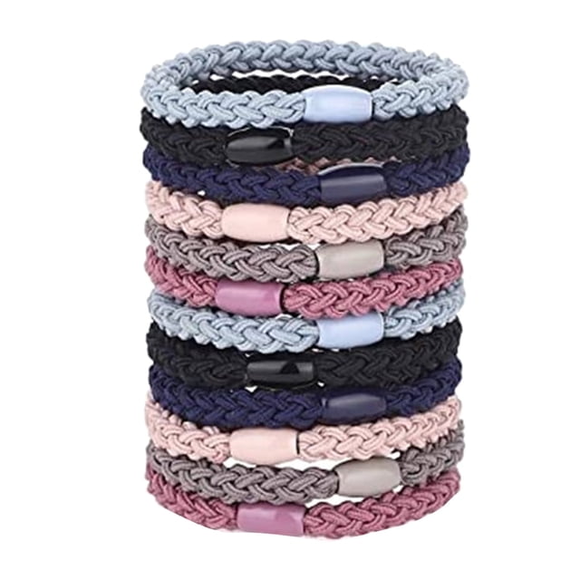 12 gomas para el pelo, cintas trenzadas, gomas elásticas, cuerdas trenzadas, accesorios para el pelo para mujeres y niñas con cabello grueso, pesado y rizado