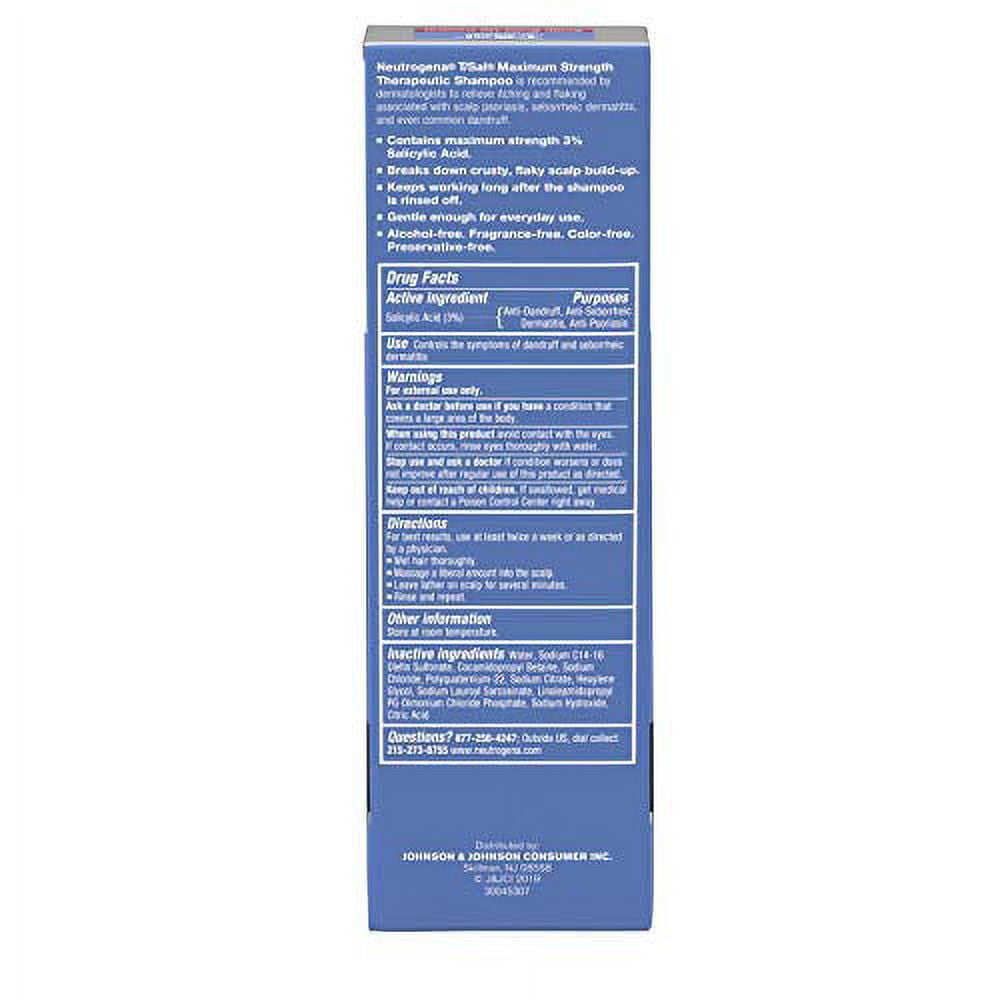 Neutrogena T/Sal Therapeutic Shampoo for Scalp Build-Up Control with Salicylic Acid, Scalp Treatment for Dandruff, 4.5 fl. oz (Pack of 2)