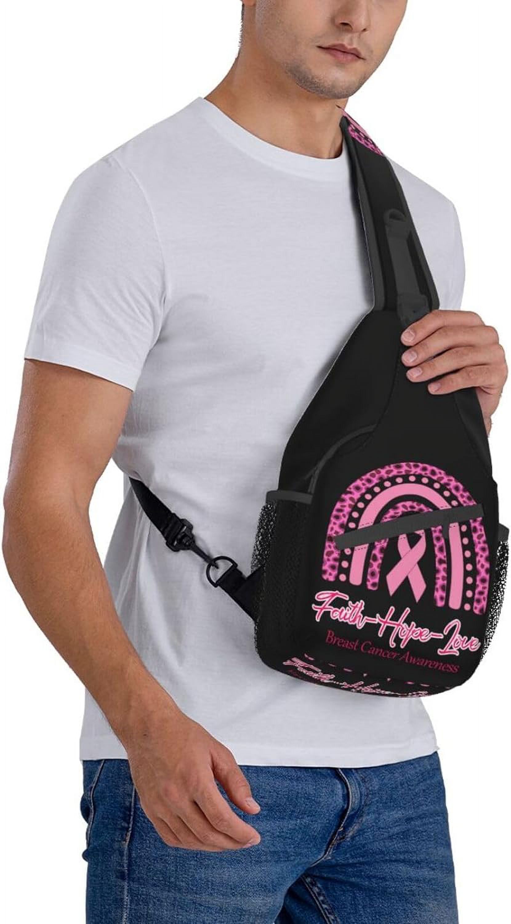 Breast Cancer Awareness Faith Love Hope Rainbow Sling Bag Crossbody Hiking Travel Chest Bags Backpack Shoulder Daypack for Women Men