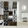thumbnail image 2 of Bear Deer Shower Curtain, Rustic Cabin Patchwork Bath Curtain 72" W X 72" L, Buffalo Plaid Waterproof Bathroom Curtains Farmhouse Cowboy Woodland Bathroom Accessories Teens Women, Brown Gray, 2 of 4