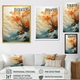 thumbnail image 4 of Designart "Bold Sunrise Orange Waters and Waterfalls II" Landscapes Canvas Wall Art - Modern Blue Abstract Landscapes Living Room Canvas Art, 4 of 6