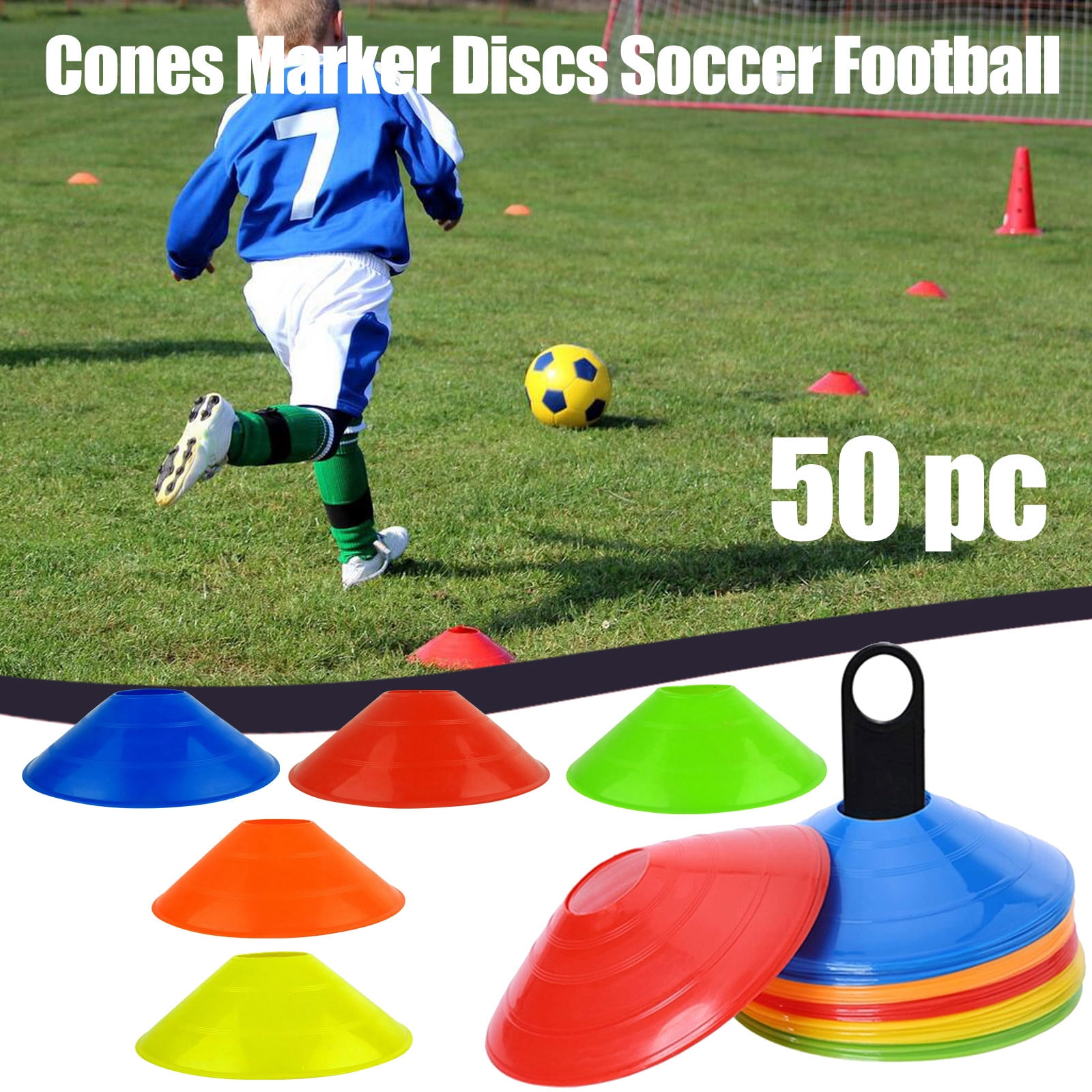 UK 50pcs/Set Multicolour Football Training Plate Cones Soccer Sports Marker Disc 