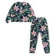 thumbnail image 3 of DISNIMO Flower Printed 2 Piece Pajama Set for Women Lounge Matching Set Fashion Comfy Nightwear with Pocket Casual Soft Sleepwear Crew Neck Pullover Top with Long Pant, 2XL, 3 of 7