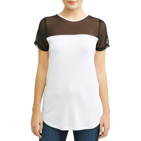 Italian Attitude T-shirt - Attitude Unknown Women's Mesh Top Contrast T-Shirt