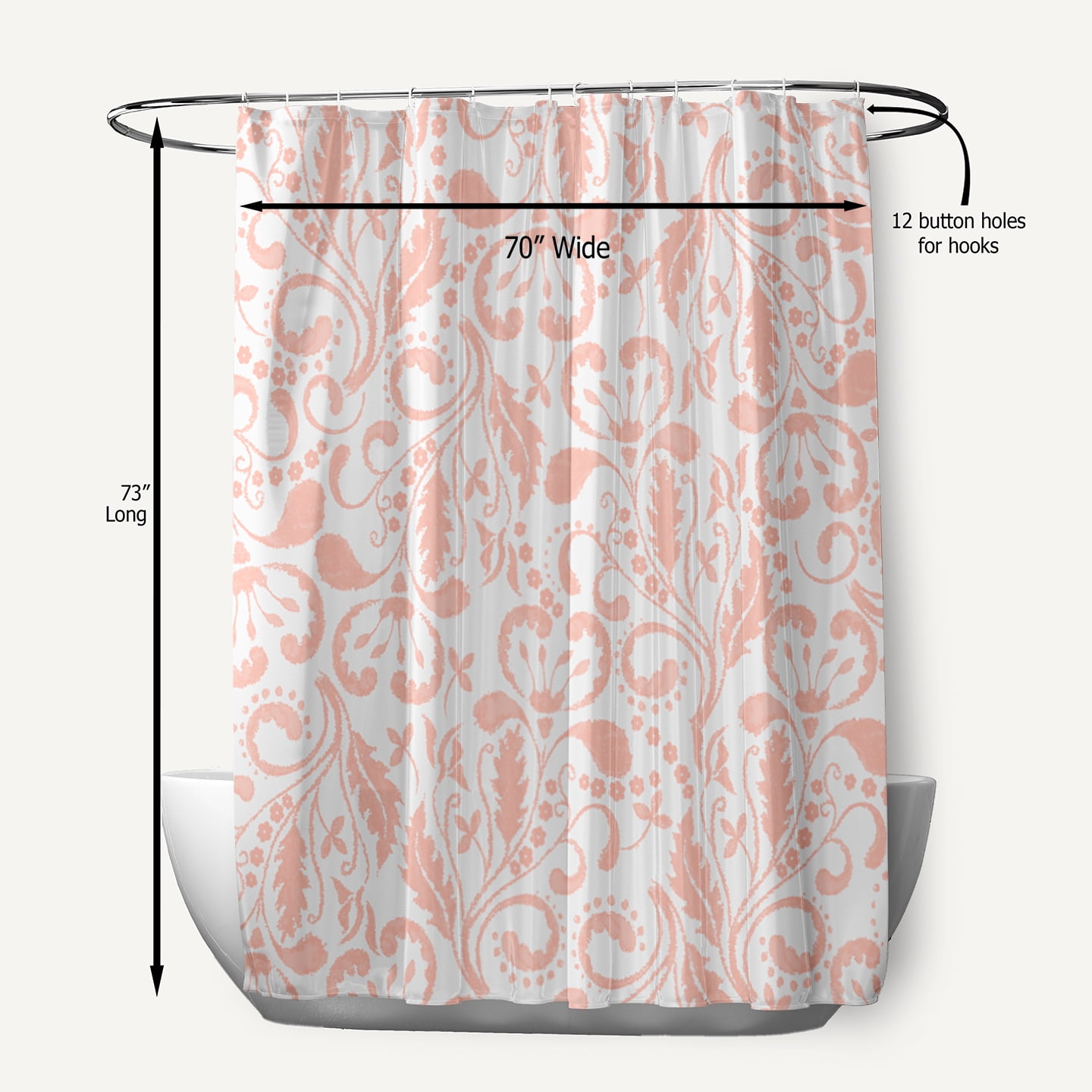 Simply Daisy 70" W x 73" L Aurora Polyester Shower Curtain, Blush [1 Ct]