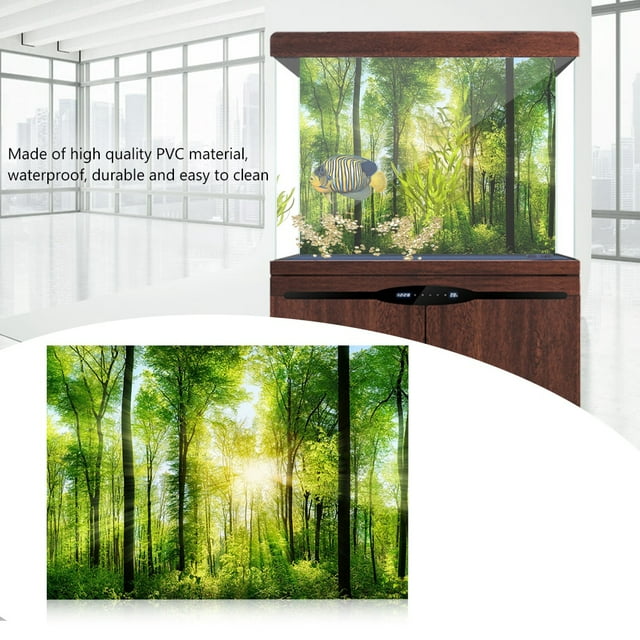 3D Effect Adhesive, for Aquarium Fish Decoration Fish Pictures Forest Poster 61 X 41cm