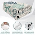 thumbnail image 4 of Twin XL Quilt Set 68''x98'', Blue Teal Coastal Lightweight Bedspread Coverlet with 2 Pillow Shams, Summer Beach Starfish Coral Nautical Rustic Breathable All Season Quilt Bedding for Dorm/Guest Room, 4 of 9