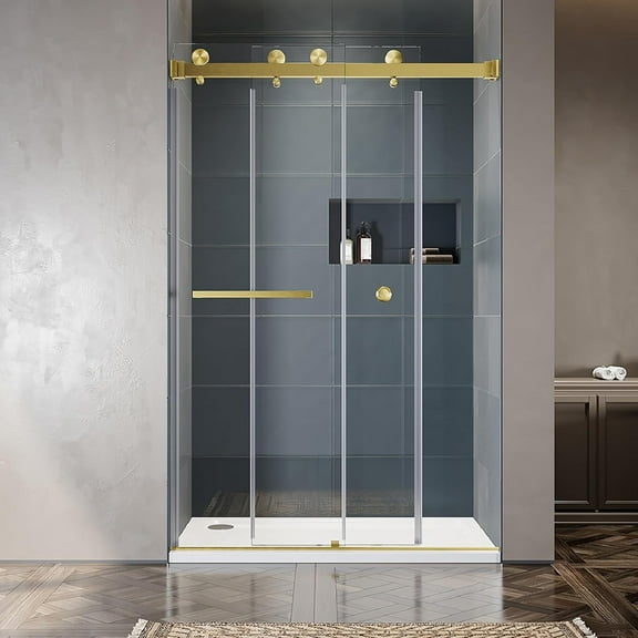 UKD01 61"- 65" W×80 H Frameless Stainless Steel Bypass Shower Door in Matte Black with 3/8" (10mm) Certified Tempered Clear Glass. The Royal Series