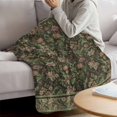 thumbnail image 3 of Sage Green Floral Blanket Soft Cozy Warm Throw Blanket for Couch, Plush Fuzzy Flannel Fleece Blankets for Sofa, Ethnic Tribe Abstract Art Flowers Bed Blankets Lightweight Gifts for Women, 40"x50", 3 of 9