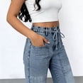thumbnail image 5 of Women's Wide Leg Jeans Elastic High Waisted Baggy Jeans with Drawstring Stretchy Denim Pants, 5 of 5