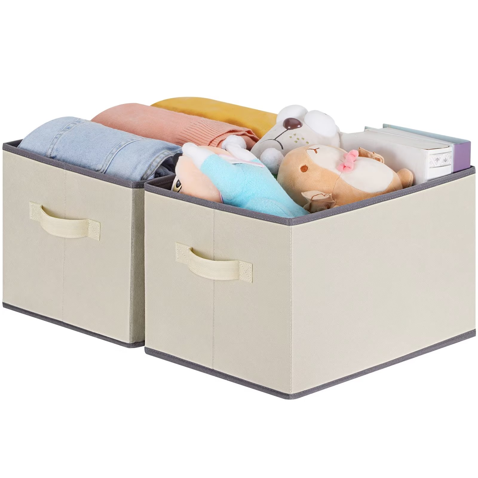 LHZK Large Fabric Storage Bins, Foldable Fabric Storage Baskets for