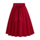 thumbnail image 2 of Gibobby faldas largas de mujer elegantes color sólido retro de temperamento elegante para mujer(Rojo, S), 2 of 4
