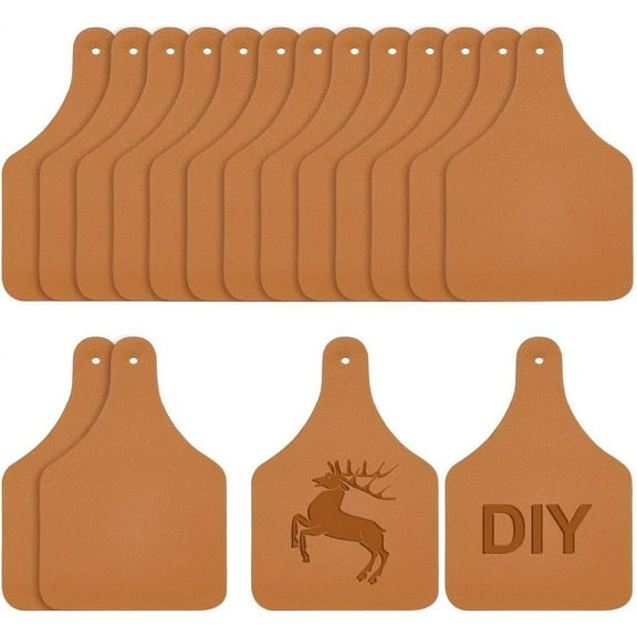 40Pcs 2.9x1.9 Inch Leather Cow Ear Tag - PU Leather Tags With Hole - Blank Farmhouse Hanging Labels