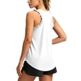 thumbnail image 5 of Summer Ruffle Racerback Tank Tops Sleeveless Workout Top for Women Athletic Shirts Casual Loose Crewneck Running Tee （White,3XL）, 5 of 8