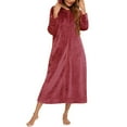 thumbnail image 6 of Wancir Long Hooded Zipper Bathrobe for Womens Flannel Fleece Robes Winter Warm Housecoat Nightgown Sleepwear Pajamas, 6 of 6