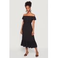 thumbnail image 2 of Women's Ruffle Hem Off The Shoulder Midi Dress with Faux Buttons, 2 of 3