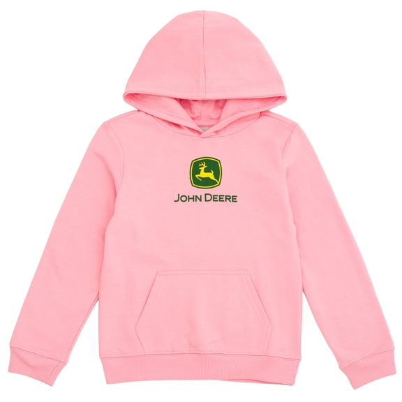 John Deere Little Girls' Fleece Hooded Sweatshirt Bright Pink