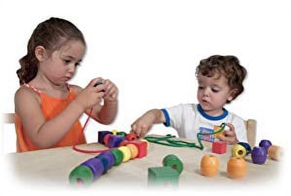 Melissa & Doug Primary Lacing Beads - Educational Toy With 8 Wooden Beads and 2 Laces
