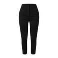thumbnail image 5 of Prolriy Dress Pants Women High Waist Cropped Work Pants Solid Zipper Trouser Pant Casual Baggy Elastic Waist Trouser Wide Leg Pant With Pocket Fashion Work Pants for Women Black L, 5 of 6