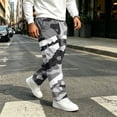 thumbnail image 2 of UDAUDU Camo Men's Cargo Pants Trendy Stretch Drawstring Trousers Outdoor Athletic Hiking Pants with Pockets Gray 3XL, 2 of 8