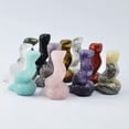 thumbnail image 4 of HOOUN 1.5" Natural Crystal Snake Carved Quartz Stone Serpent Rock Healing Reiki Decor-Moss Agate-1PC (Random Pick), 4 of 9