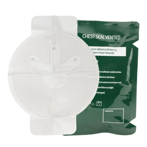 Chest Seal Vented Adhesive Dressing 3 Channel Vents Emergency Wound Dressing for Opening Chest Wound Clean And Dry Wound. Remove Protective Liner From Surface