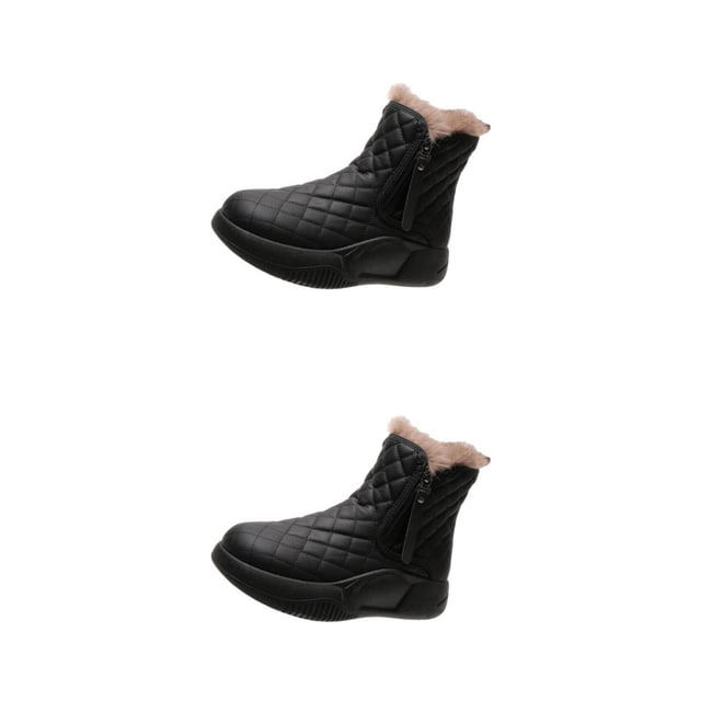 Botas de nieve impermeables Qarigey para mujer con plataforma de tacón medio Negro 37 yardas