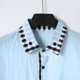 thumbnail image 5 of Los Hombres de Manga Corta Botón Arriba Camisa Casual Botón Cardigan Bolsillo Turndown Cuello Blusa Camisa, Poliéster, 5 of 7