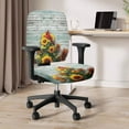 thumbnail image 3 of SCRAWLGOD Removable Office Chair Slipcover Stretch Protective Swivel Chair Cover Soft Stain Resistant Computer Desk Chair Seat Covers, Set of 2, Cardinal Sunflowers Wood Grain, 3 of 7