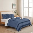 thumbnail image 5 of Twin XL Quilt Set 68''x98'', Nautical Compass Lightweight Summer Bedspread Coverlet Set with 2 Pillow Shams, Navy Blue Striped Coastal Compass Breathable All Season Quilt Bedding for Dorm/Guest Room, 5 of 9