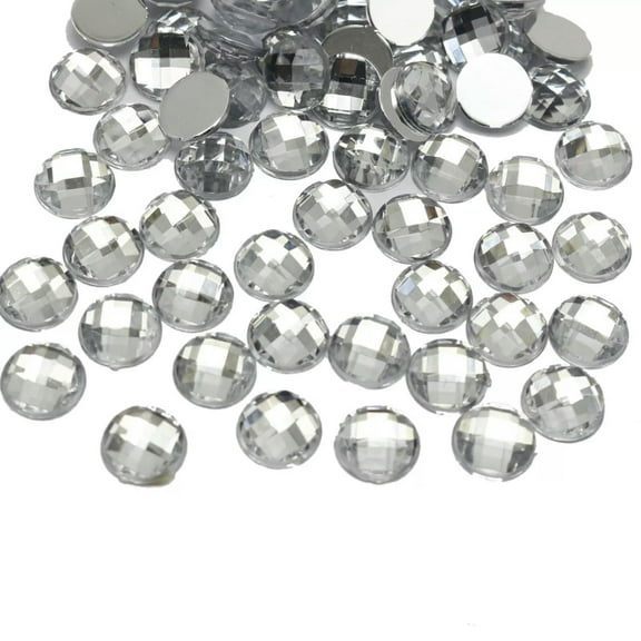 U8MO 200 Clear Acrylic Round Flatback Rhinestone Gems 10mm No Hole