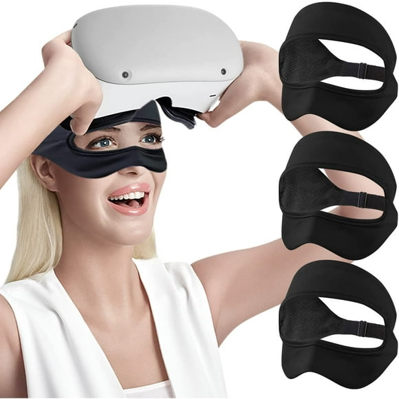 VR Eye Mask Sweat Band for Oculus Quest 2, VR Face Mask Sweatband for Meta/Oculus Quest 2, VR Sweat Absorber Headband, Anti Sweat Accessories VR Sweat Guard, Adjustable for Men Kids, 3 Pack Color
