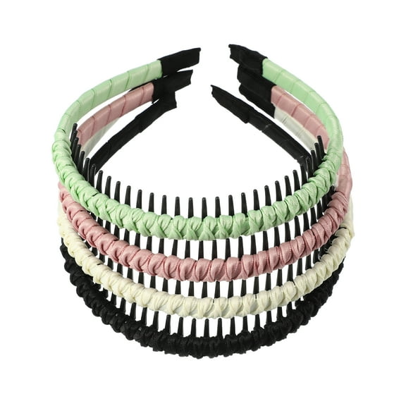 Unique Bargains 4 Pcs Non-slip Braided Teeth Comb Headband