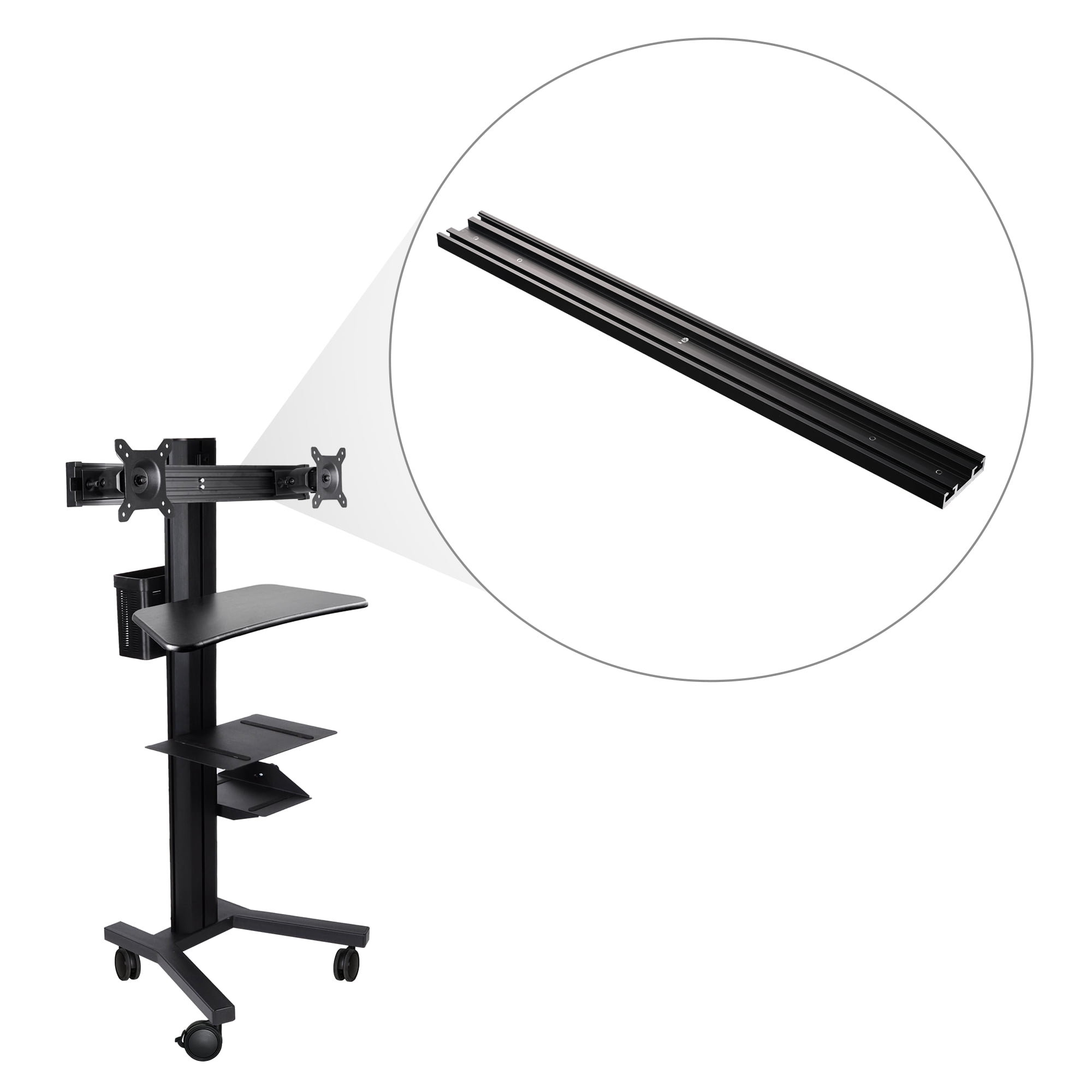 Yescom NexusX X-P Monitor Holding Pole Dual Monitor Arm for PC Mobile Cart Medical Trolley Cart Black