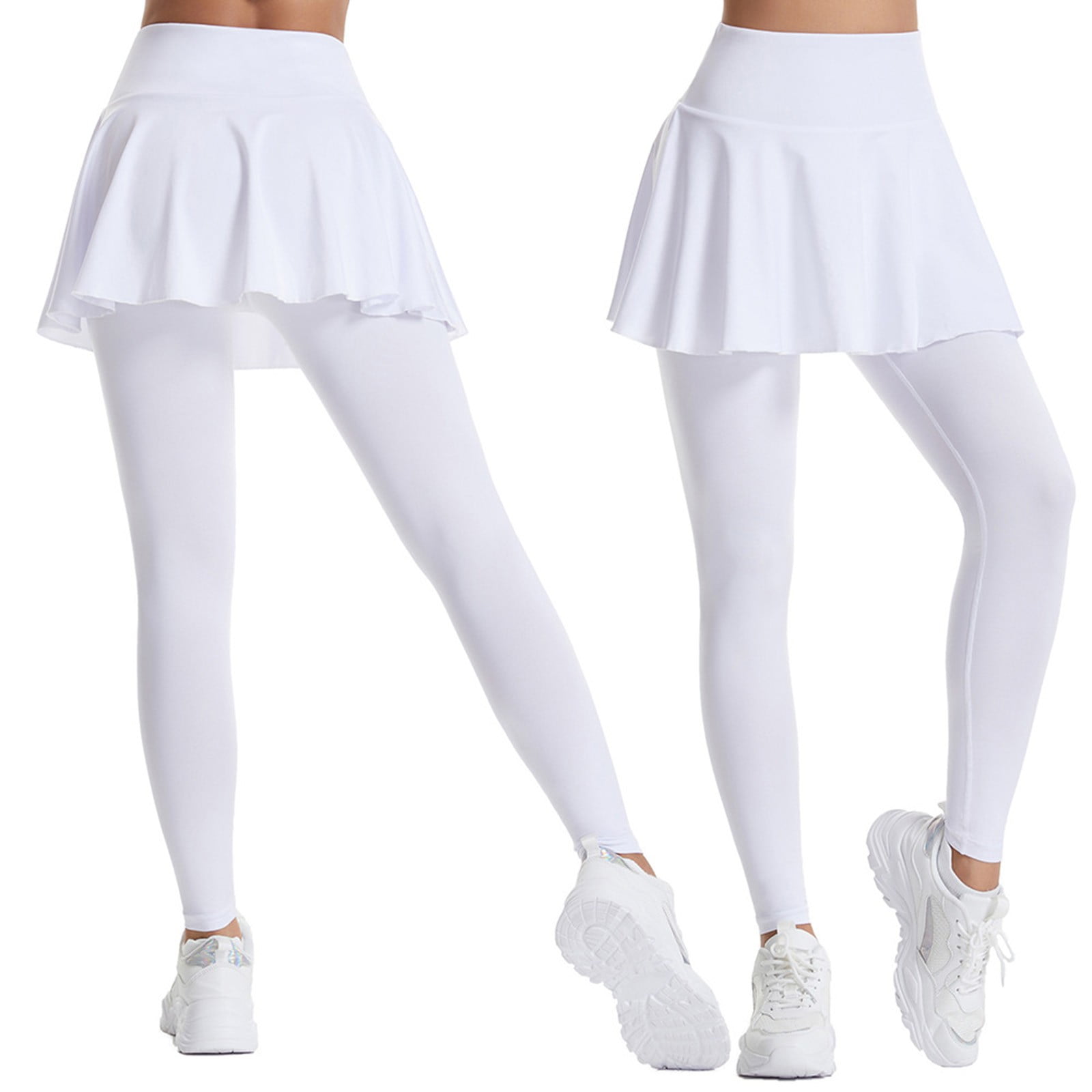 Huresd Women's Skirted Leggings Capri Skirt with Pockets Tummy